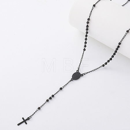 Vintage 304 Stainless Steel Round Rosary Bead Necklaces LC9339-4-1