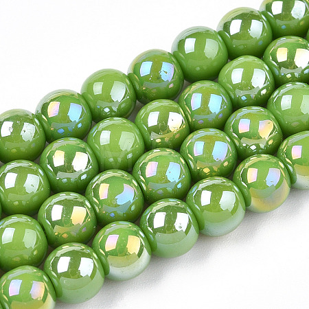 Electroplate Opaque Glass Beads Strands GLAA-T032-P6mm-AB06-1