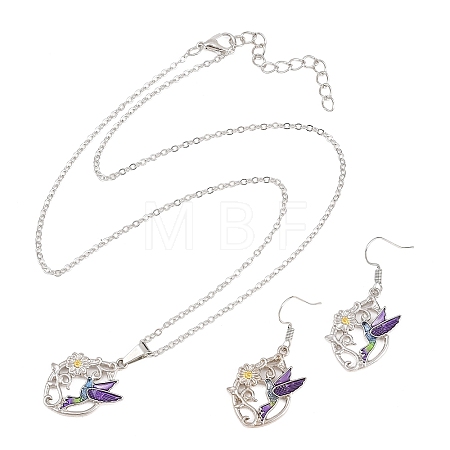 Alloy Pendant Necklaces & Stud Dangle Earrings Sets FS-WG60DFE-07-1