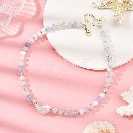 Natural Banded Agate Bead Necklaces NJEW-JN06631-1