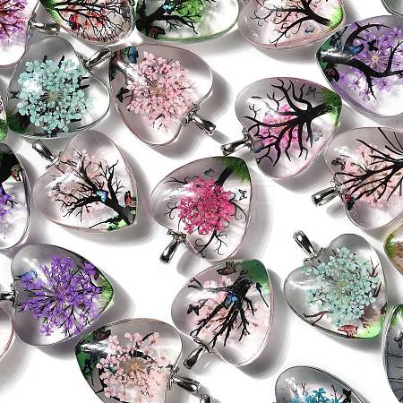 Transparent Glass Pendants GLAA-M048-01B-1