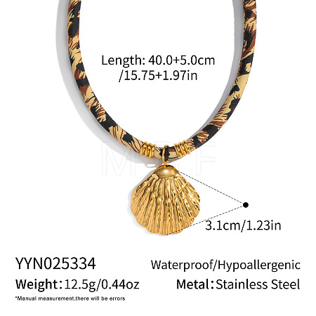 Vintage 304 Stainless Steel Pendant Leopard Print Cord Necklaces for Women HF7067-2-1