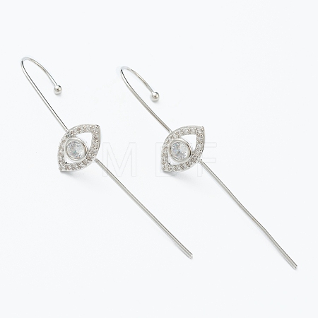 Brass Micro Pave Clear Cubic Zirconia Ear Wrap Crawler Hook Earrings EJEW-H125-05P-1