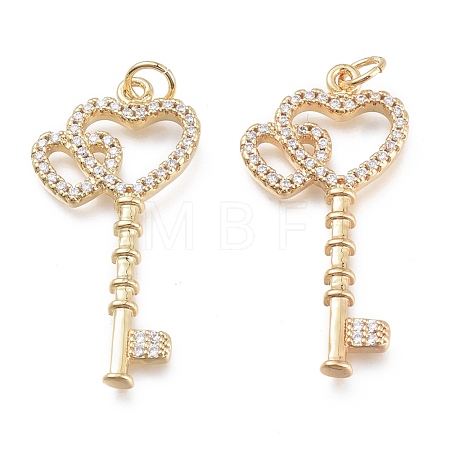 Brass Micro Pave Clear Cubic Zirconia Pendants KK-O127-03G-1