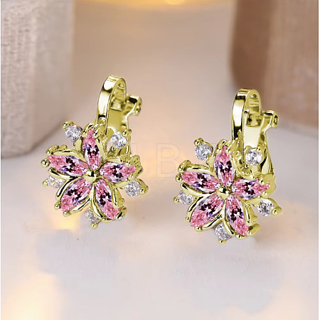 Brass Micro Pave Cubic Zirconia Clip-on Earrings WG89C97-04-1