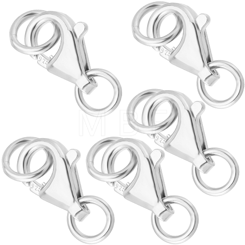 Beebeecraft 5Pcs Rhodium Plated 925 Sterling Silver Lobster Claw Clasps STER-BBC0006-22-1
