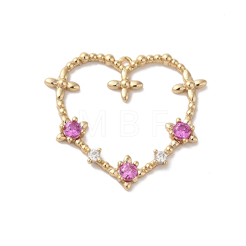 Heart Rack Plating Brass with Cubic Zirconia Pendants KK-G504-11G-1