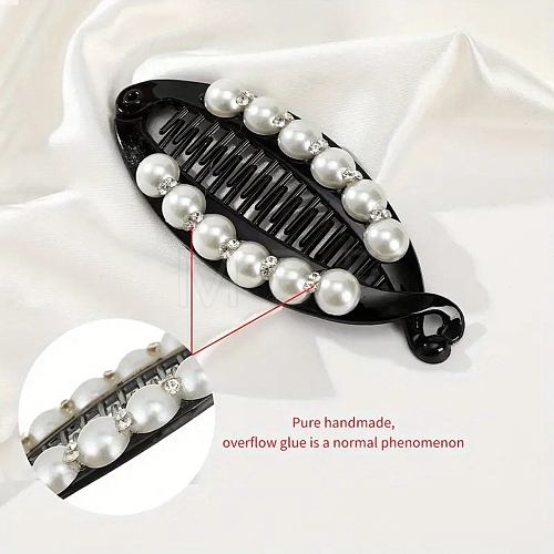 Plastic Imitation Pearl Banana Hair Clips PW-WGEC241-01-1