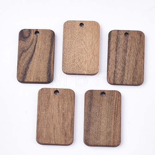 Undyed Walnut Wood Pendants WOOD-T023-05-1