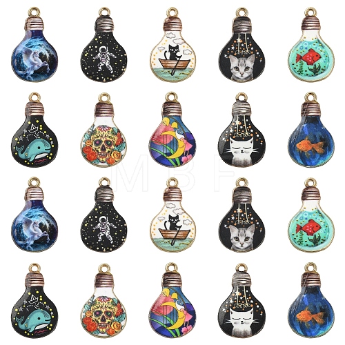 50Pcs 10 Styles Rack Plating Alloy Enamel Pendants ENAM-CJ0003-10-1