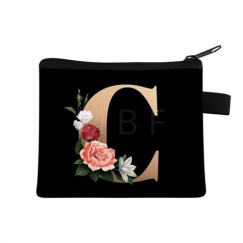 Initial Letter with Flower Cosmetic Bag PW-WG1F7F6-25-1