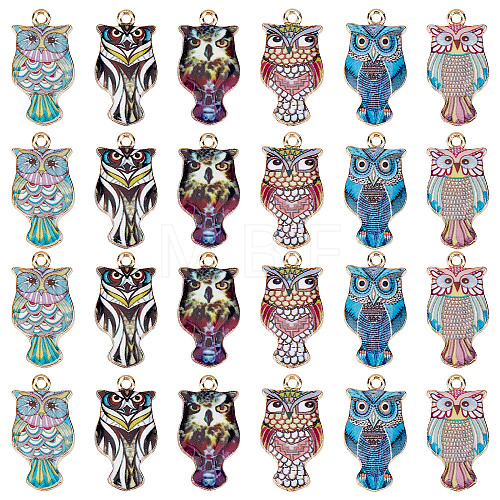 36Pcs 6 Colors Rack Plating Alloy Enamel Pendants ENAM-SC0003-08-1