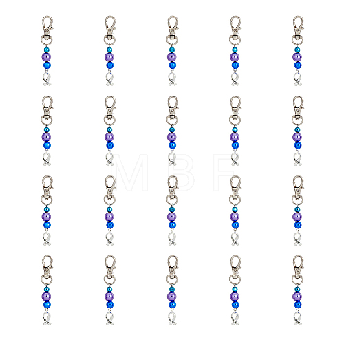 20Pcs ABS Plastic Imitation Pearl Beads Keychain HJEW-FH0001-25-1