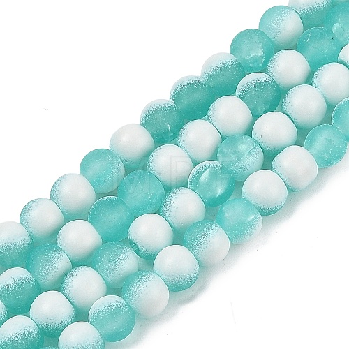 Frosted Crackle Glass Beads Strands GLAA-U001-8mm-M02-1