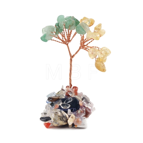 Natural Mixed Gemstone Chips Tree of Life Decorations PW-WG54F93-08-1