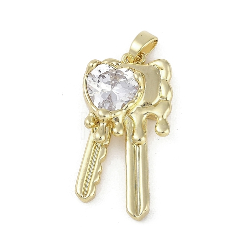 Brass Micro Pave Clear Cubic Zirconia Pendants KK-Z078-33G-1