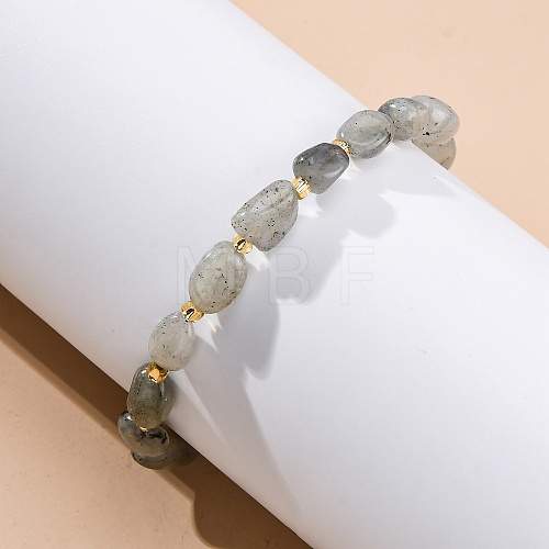 Natural Labradorite Beaded Bracelets for Women G-P563-07P-05-1