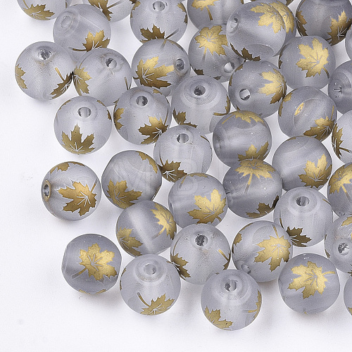 Autumn Theme Electroplate Transparent Glass Beads EGLA-S178-01-01F-1