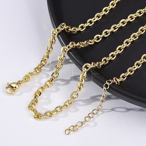 Brass Cable Chain Necklaces for Women NJEW-K282-02G-1