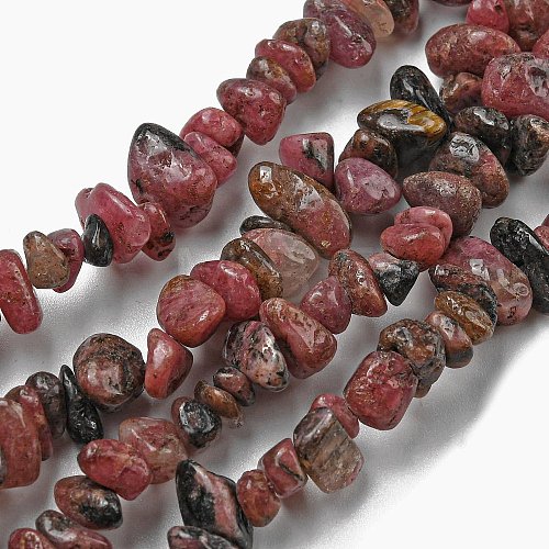 Natural Rhodonite Chip Bead Strands G-M205-24-01-1