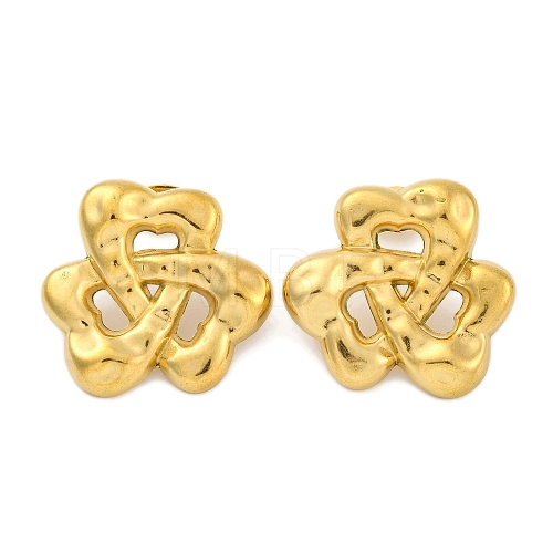 Flower Ion Plating(IP) 304 Stainless Steel Stud Earrings EJEW-H013-27G-1