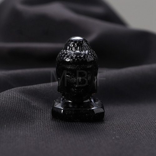 Natural Obsidian Healing Buddha Head Figurines PW-WG58851-04-1