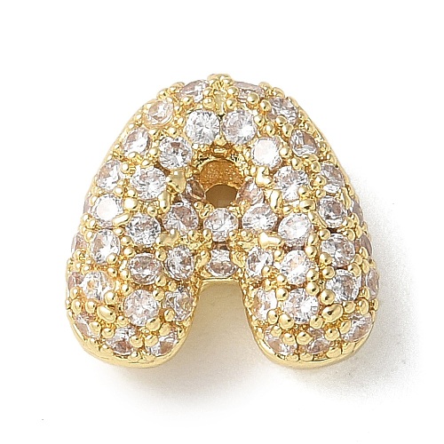 Brass Micro Pave Cubic Zirconia Beads KK-P290-61G-A-1