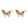 Brass Micro Pave Cubic Zirconia Stud Earrings for Women KK-A305-06G-7