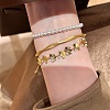 Brass Micro Pave Clear Cubic Zirconia Link Chain Bracelets for Women WG3120E-02-3