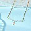 Electroplate Glass Faceted Rondelle Beaded Alloy Pendant 304 Stainless Steel Curb Chain Necklaces for Women NJEW-JN05764-03-1