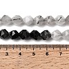 Natural Tourmalinated Quartz/Black Rutilated Quartz Beads Strands G-Z119-A15-02-6