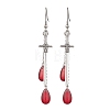 Teardrop with Sword Alloy Dangle Earrings EJEW-JE06311-2