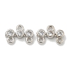 Rack Plating Brass Clear Cubic Zirconia Triple Flat Round Chandelier Component Links KK-L224-091P-1