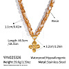 Vintage 304 Stainless Steel Flower Pendant Resin Polygon Beaded Necklaces IT6760-2-1