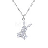 Brass Pave Clear Cubic Zirconia Rabbit Pendant Necklaces for Women WG4E031-01-3