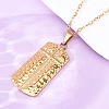 Texture Rectangle with Cross 304 Stainless Steel Pendant Necklaces NJEW-H059-12G-2