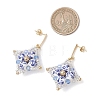 Handmade Flower Printed Porcelain Ceramic Dangle Earrings EJEW-MZ00694-3
