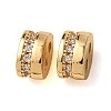 Brass Micro Pave Clear Cubic  Zirconia Slide Charms KK-K422-17G-1
