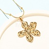 304 Stainless Steel Textured Flower Pendant Necklaces for Women NJEW-C117-01A-G-1