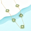 304 Stainless Steel with Resin Flower Link Chain Necklaces & Stud Earrings SJEW-Z005-02G-02-3