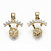 Brass Micro Pave Clear Cubic Zirconia Peg Bails Charms KK-R117-012-NF-1