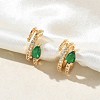 C-Shaped with Teardrop Brass Micro Pave Cubic Zirconia Cuff Earrings EJEW-L316-01G-13-2