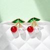 Cherry Brass ABS Plastic Pearl Stud Earrings EJEW-U062-04B-01G-2