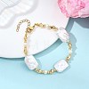 Natural Baroque Pearl Keshi Pearl & Brass Beaded Bracelets for Women BJEW-JB13798-1
