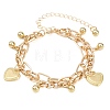 Iron Figaro & Paperclip Chain Double Layers Bracelets Link Bracelets for Women BJEW-A156-01G-4