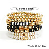 Black and white Polymer Clay Heishi Beaded Stretch Bracelet Sets LV4210-4