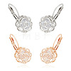 2 Pairs 2 Colors Clear Cubic Zirconia Rose Flower Leverback Earrings EJEW-AN0002-85-1
