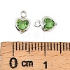 Heart Brass Glass Charms KK-S385-01S-02-3
