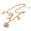 1Pc 304 Stainless Steel & Natural Cowrie Shell Pendant Bib Necklaces for Women NJEW-HS0001-25-1