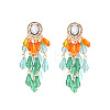 Zinc Alloy Acrylic Teardrop Tassel Stud Earrings for Women WGB9C49-03-1
